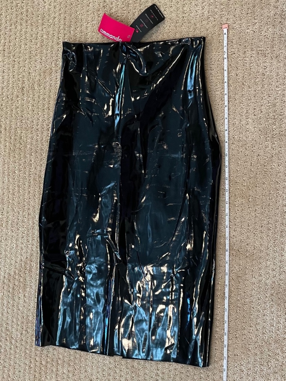 NWT Commando Faux Patent Leather Midi Skirt Black Medium - Picture 2 of 5